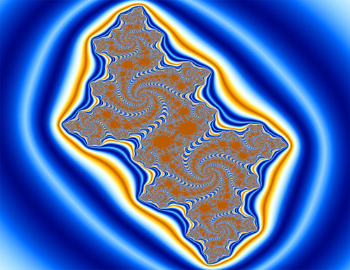 спиральные потоки на синем фоне